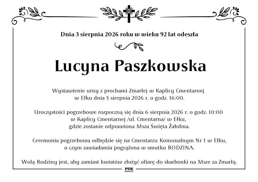 Lucyna Paszkowska - nekrolog